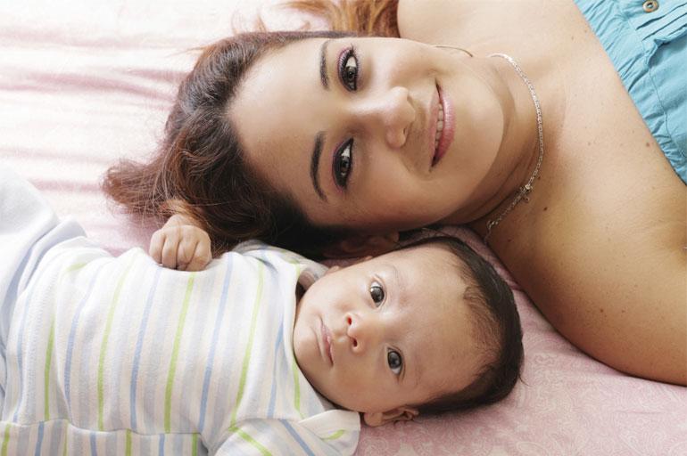 Latina mother and baby